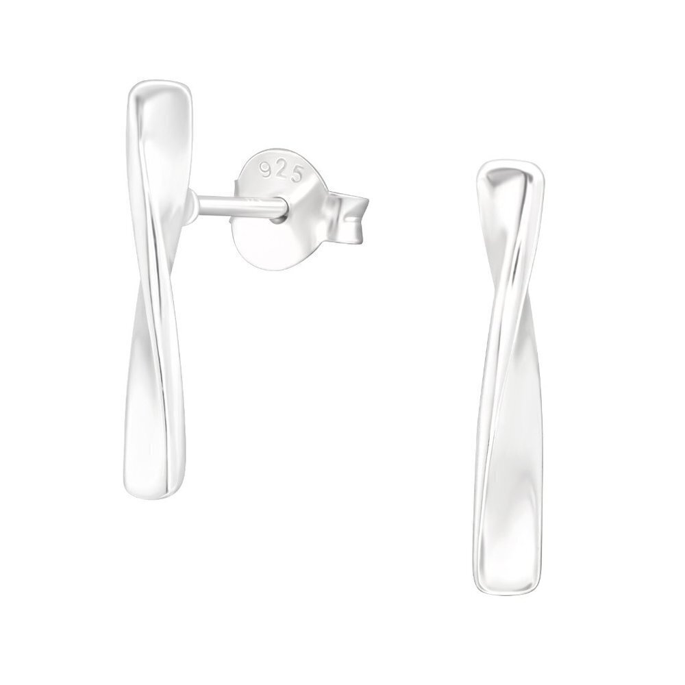 Sleek Silver Curved Bar Earrings
